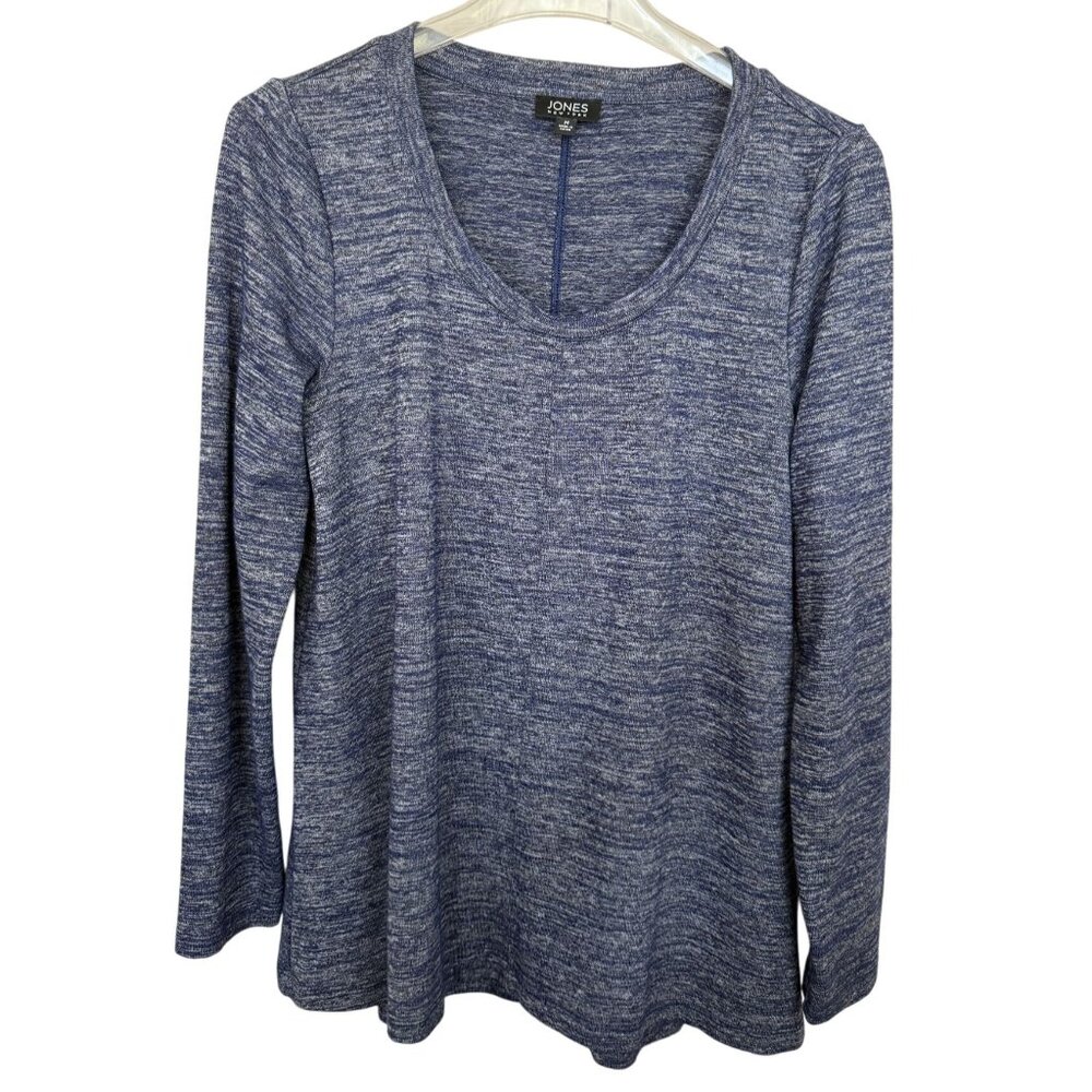 Jones New York Womens Blue Heather Scoop Neck Top M Dark Academia Grunge Coastal